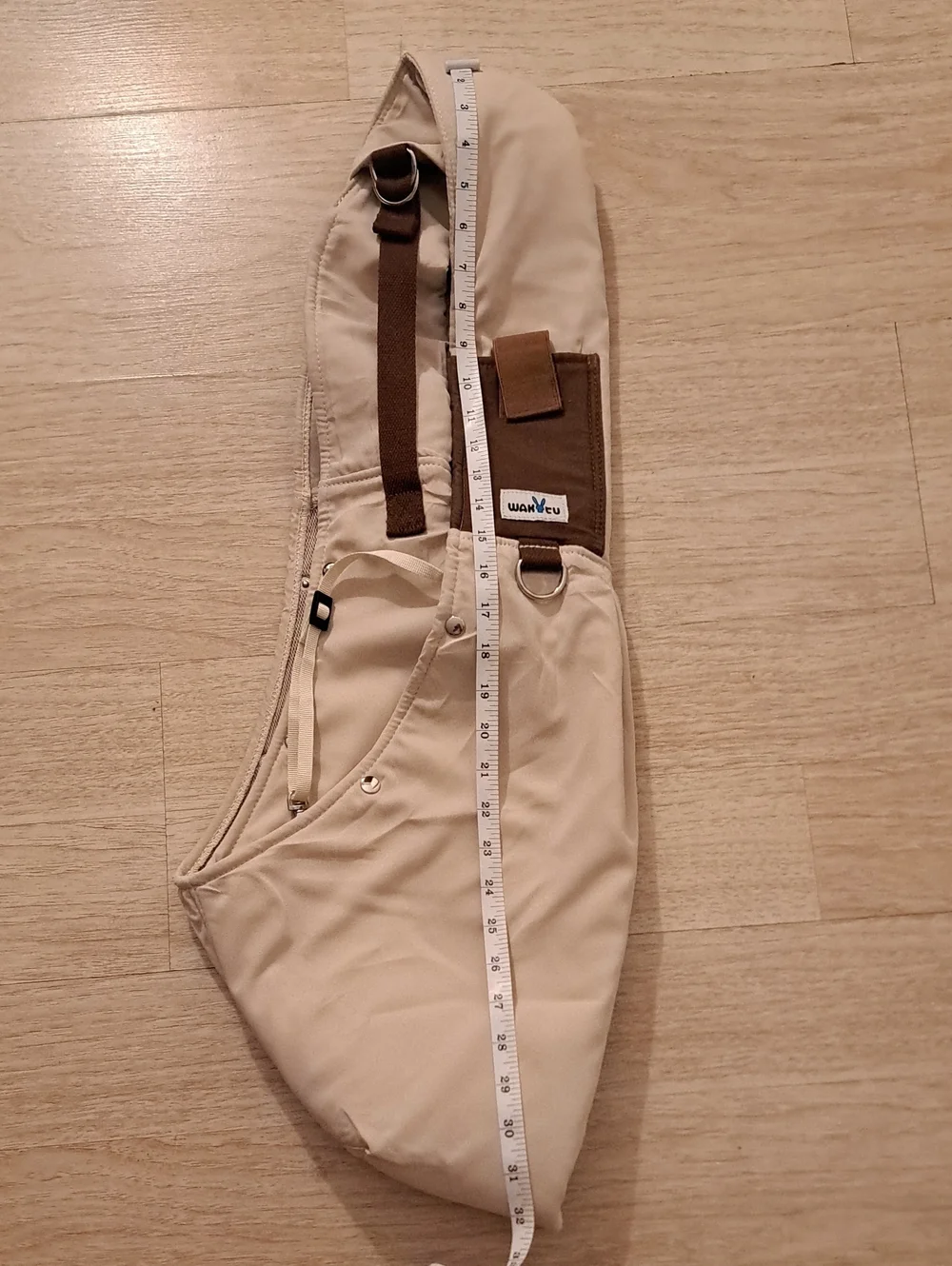 MAKYTU Beige Pet Sling Carrier with Brown Strap Small Dogs and Cats